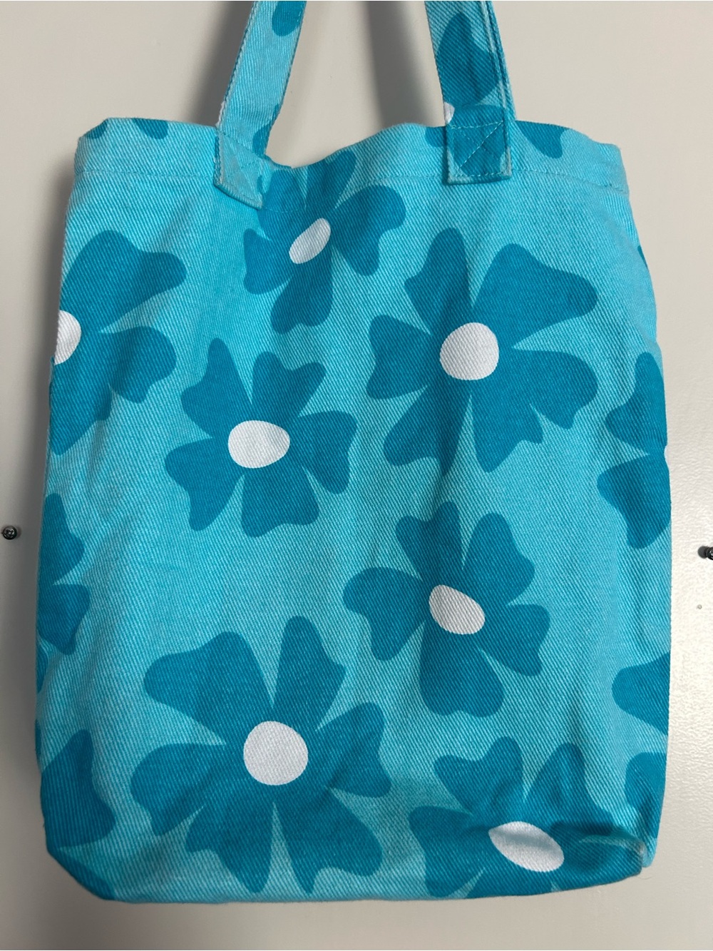 Big Bud Press Mini Tote, Turquoise With Flowers. - Picture 7 of 10